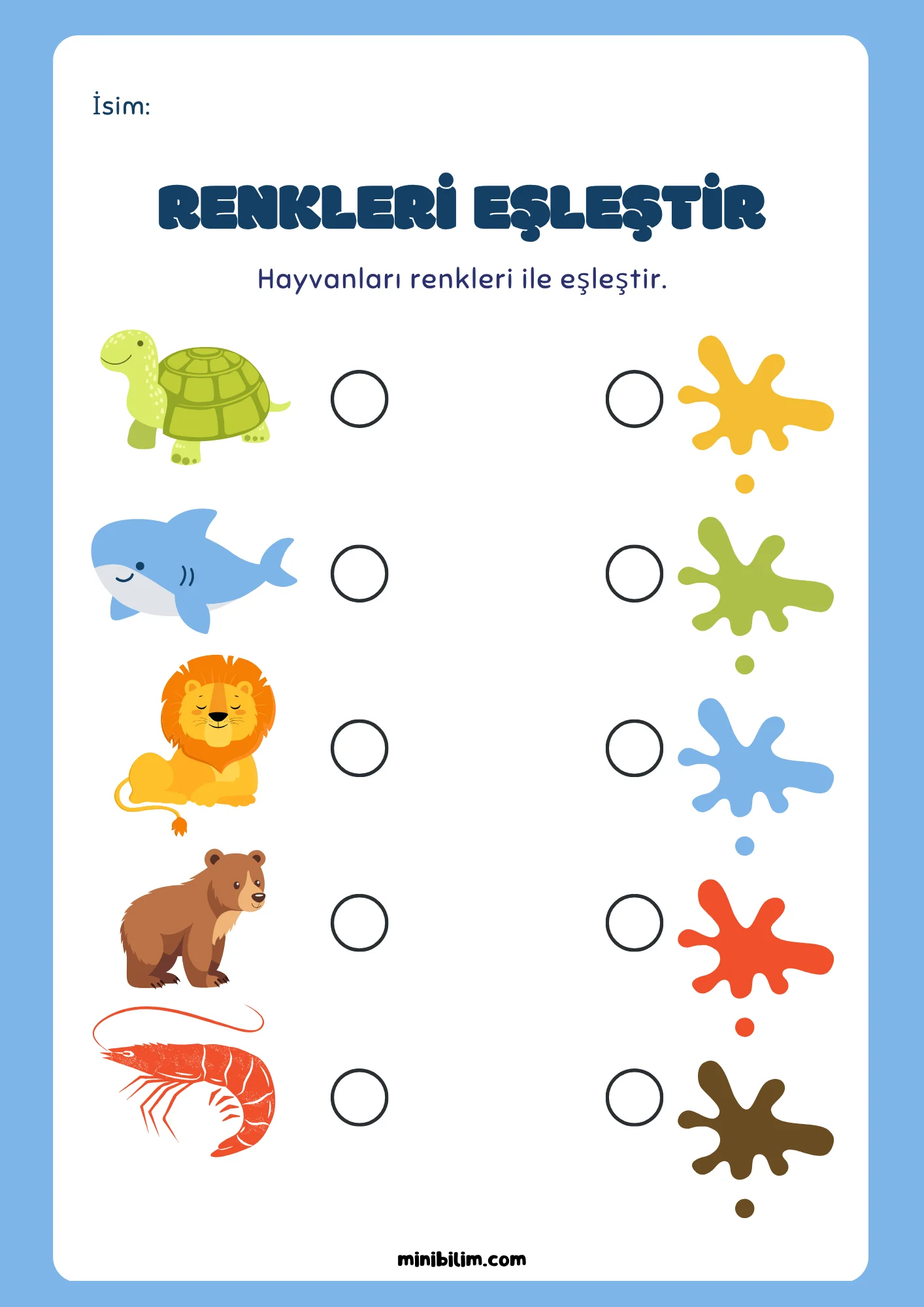 Hayvan Renk Eşleştirme Etkinlikleri