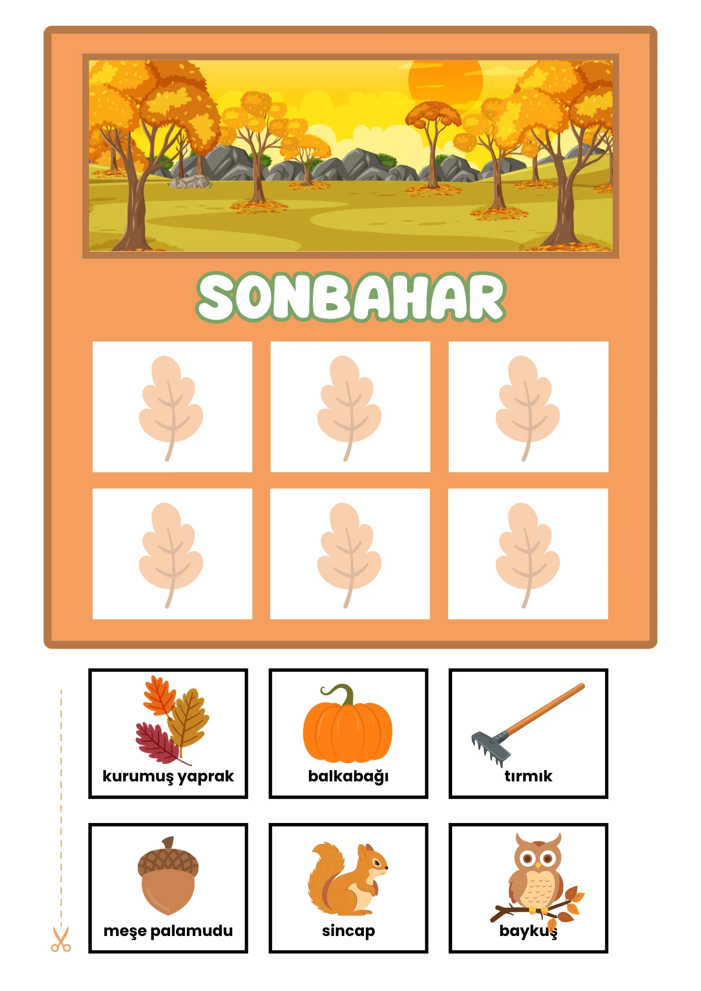 Sonbahar Mevsimi Kes-Yapıştır Etkinliği